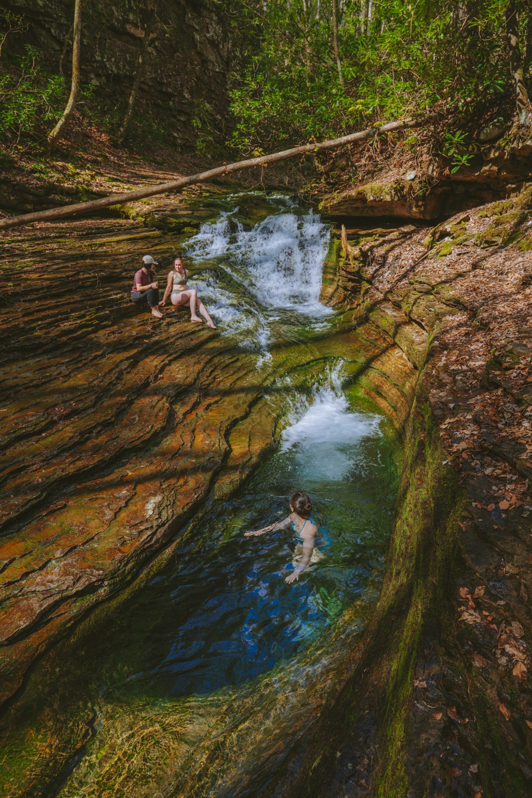 Hikers at Devil’s Bathtub in Scott County